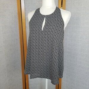 Loft Silky Swing Halter Top Size Small Black White